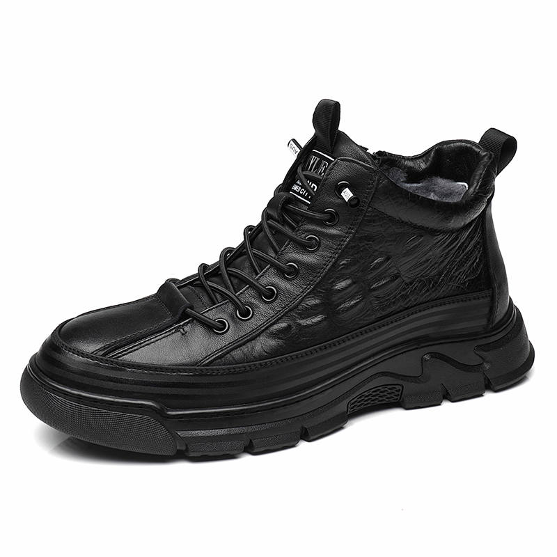 BAILUNHAN Comfortable Cushioning Thermal Cushioning Thermal Mid top Casual Shoes Men's Black