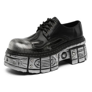 Xiwencha Microfiber Leather Casual Shoes Men's Silver