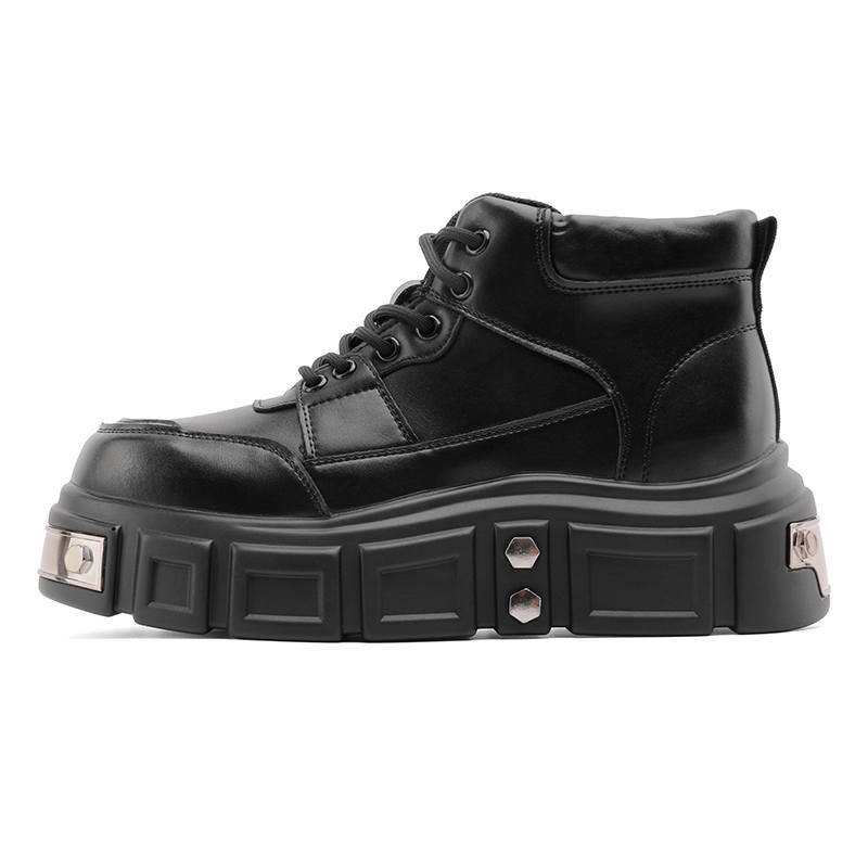 ZHENRAN ZHENRAN Cow Split Leather Combat Boots Men's Black