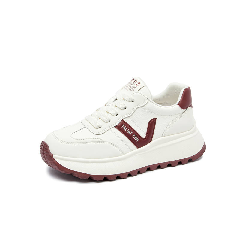 Zdwo Cow Split Leather Abrasion Resistant Breathable Low top Casual Shoes Women's