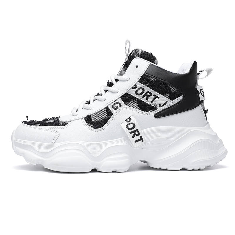 JANECO Synthetic Leather Slip Resistant Abrasion Resistant Slip Resistant Abrasion Resistant High top Chunky Sneakers