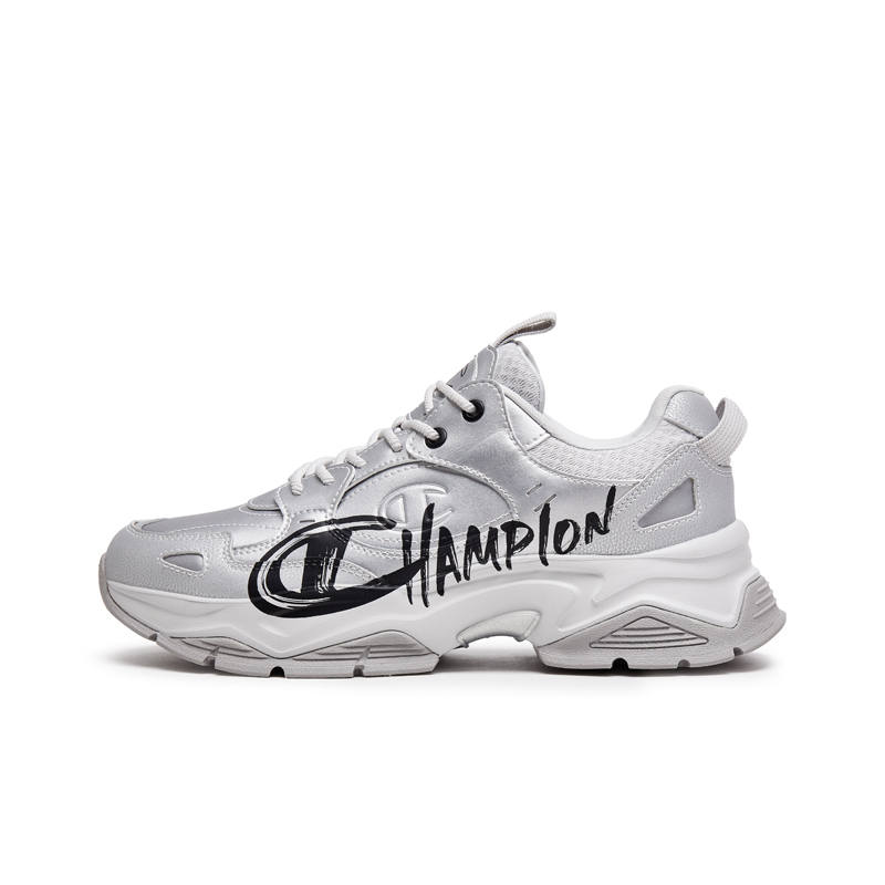 Champion Textile, Synthetic Leather Balance Low top Chunky Sneakers Men's Silver White/Black