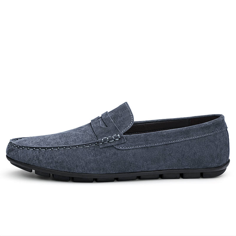 CKVUSAMG Top Grain Cow Leather Loafers Unisex Gray Blue