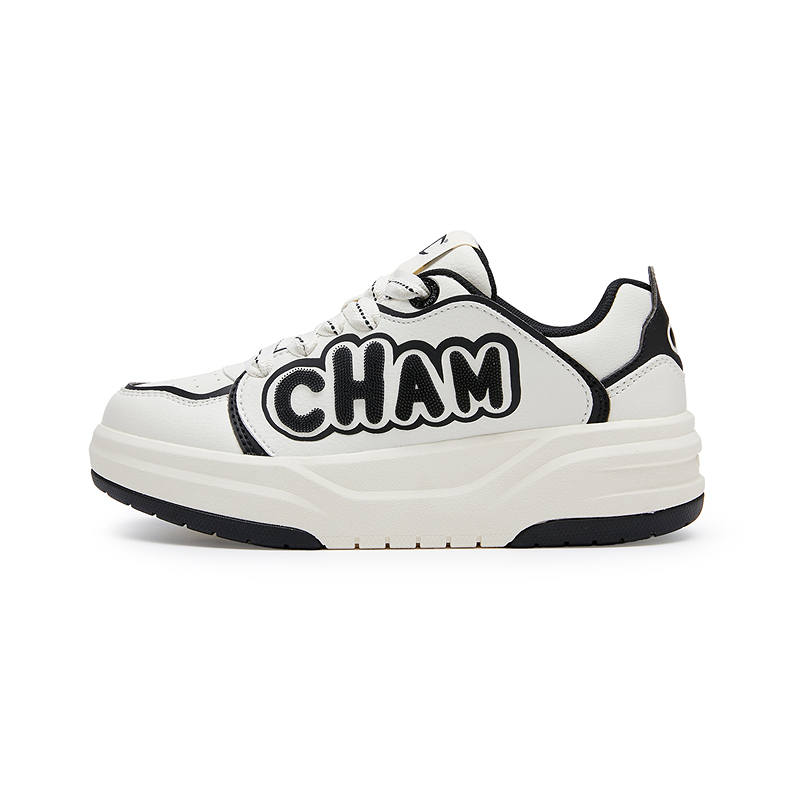 Champion School Team Shoes 2.0 Synthetic Leather Low top Skateboard Shoes Men's Milk White Black