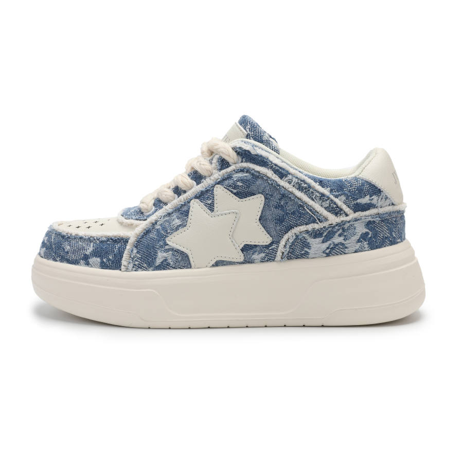JYVME Skateboard Shoes Unisex Low Top Beige/Blue
