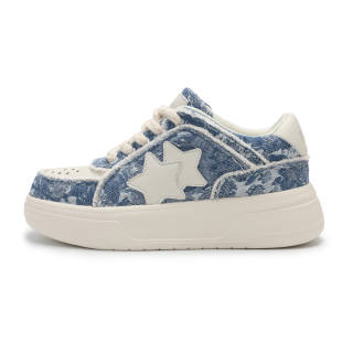 JYVME Skateboard Shoes Unisex Low Top Beige/Blue