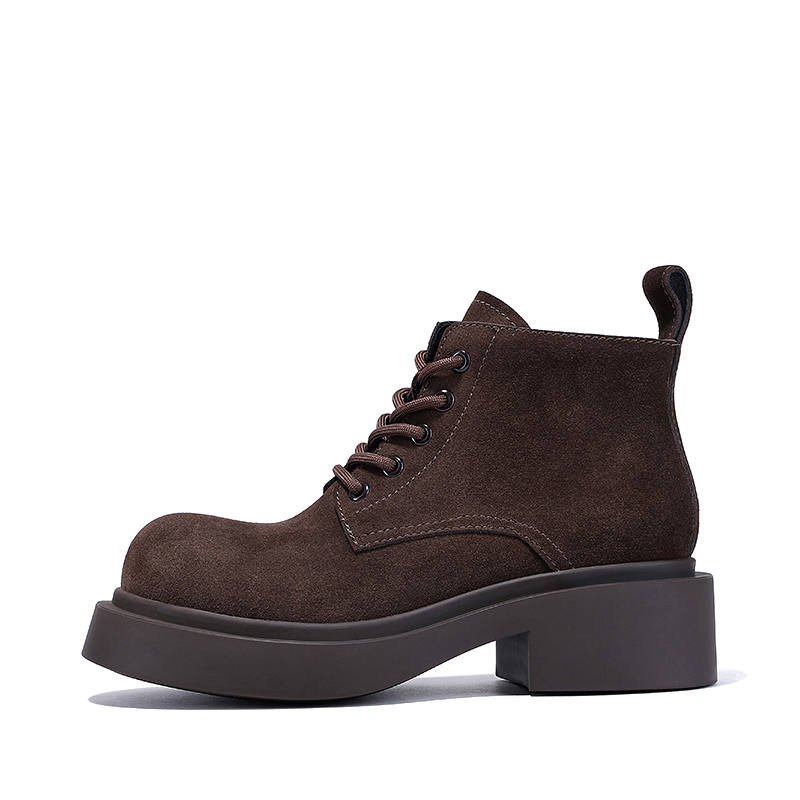 BELLALILY Cow Suede Short Combat Boots Women's