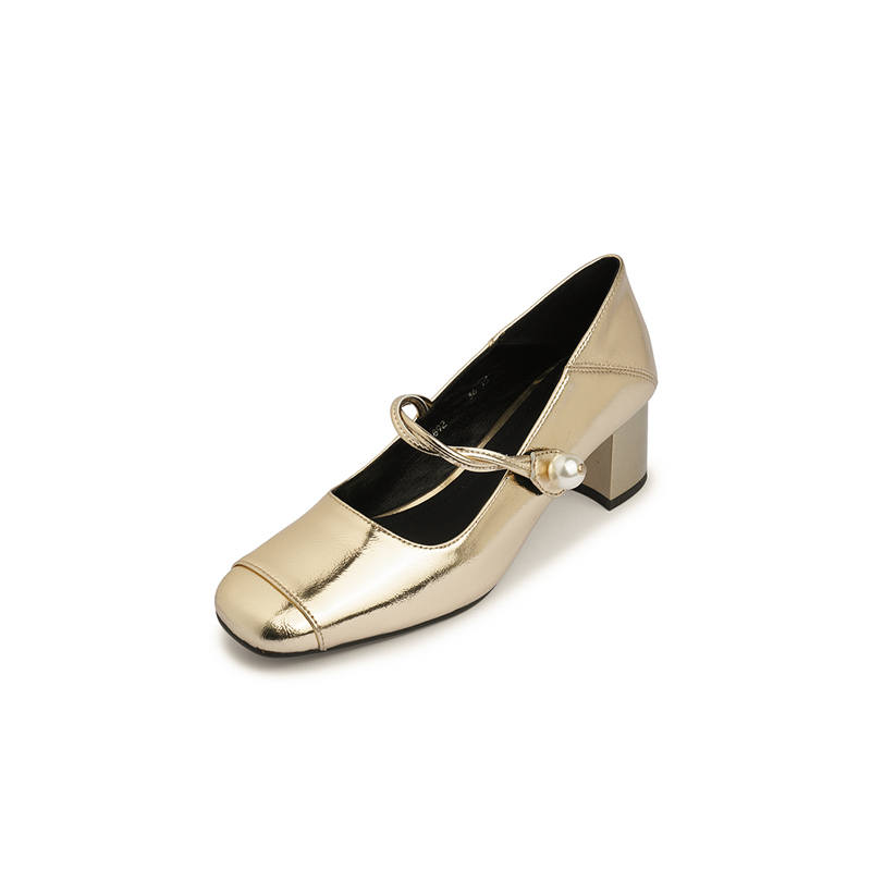 Echo&yolo Sheepskin Chunky Heel Mary Jane Shoes Women's