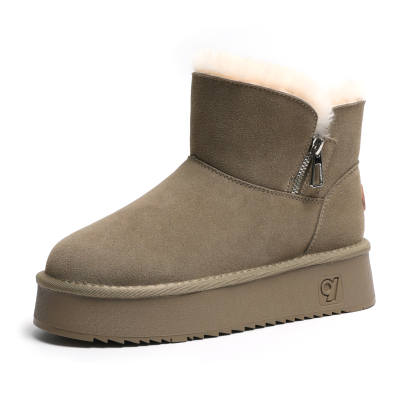 V Cow Suede Thermal Abrasion Resistant Slip Resistant Short Snow Boots Women's