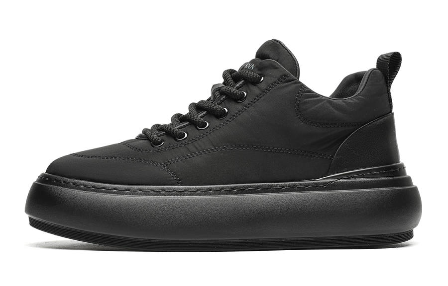 C°BANNER Fabric Casual Minimalist Style Fleece Lined Thermal Low top Skateboard Shoes Men's Black