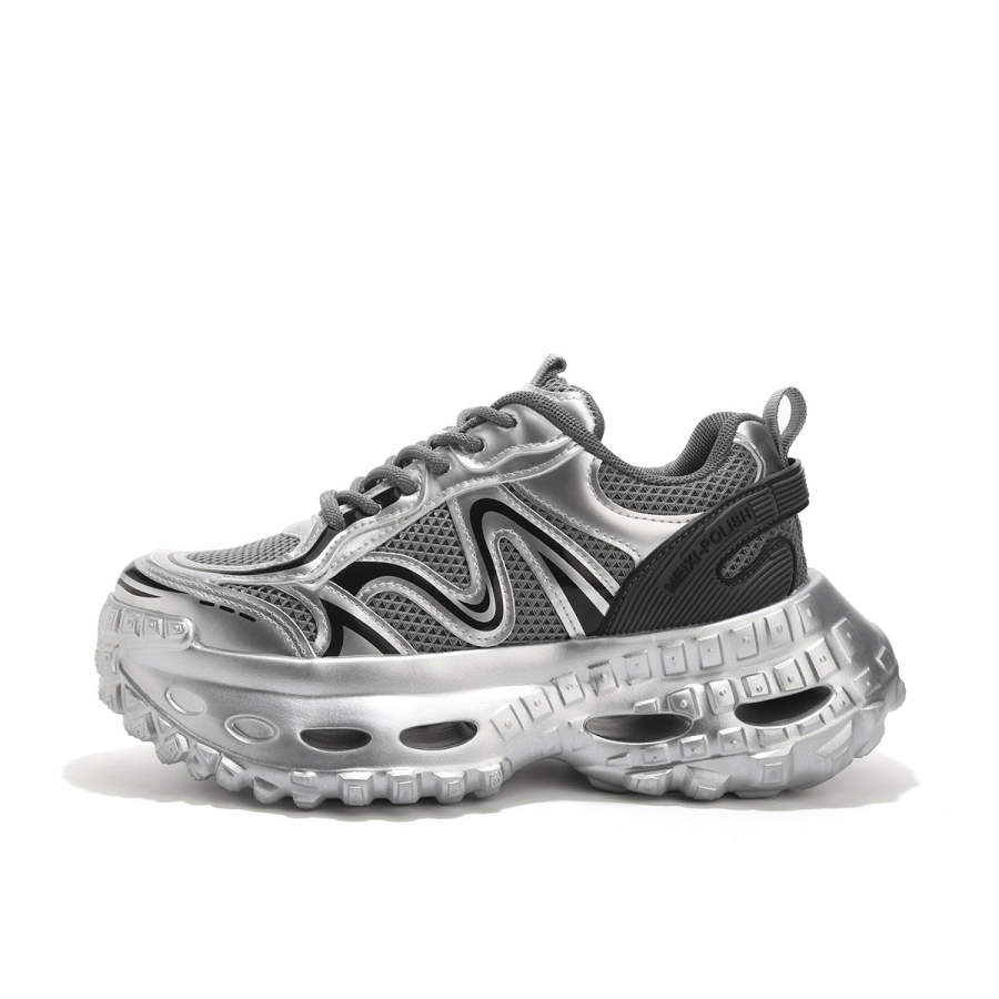 Mulinsen Synthetic Leather, Textile Breathable Height Increasing Breathable Height Increasing Chunky Sneakers Women's