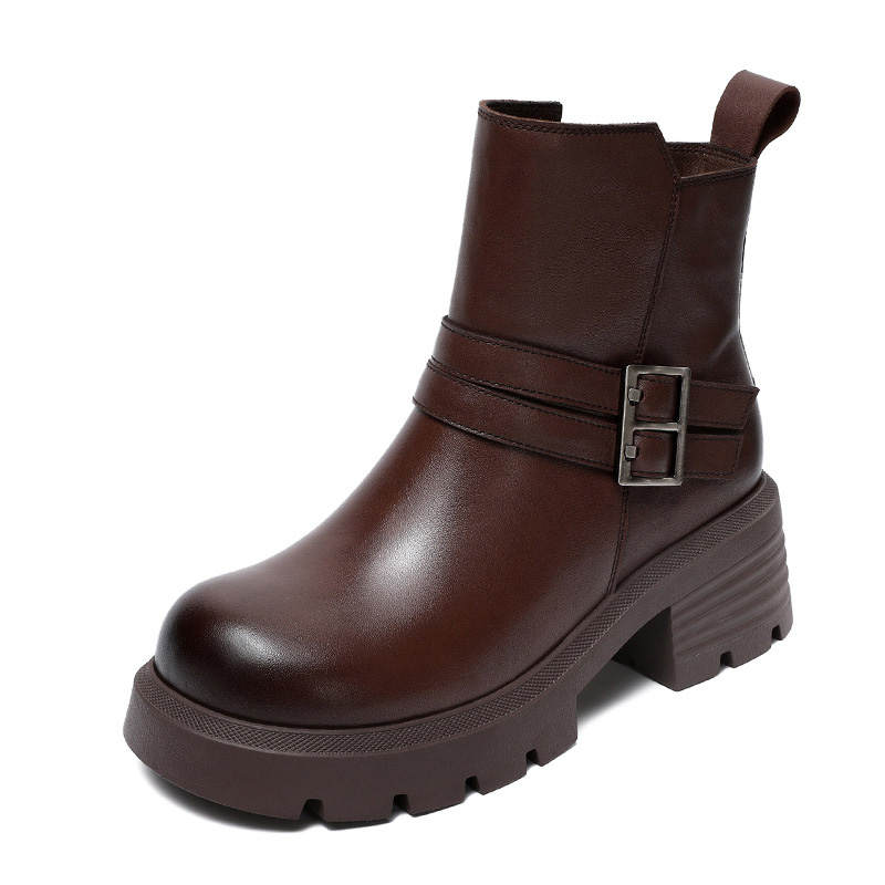 Devanro Devanro Top Grain Cow Leather Ankle Boots 6cm Women's