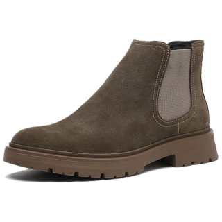 ELLE HOMME Cow Split Leather Ankle Length Chelsea Boots Men's Camel