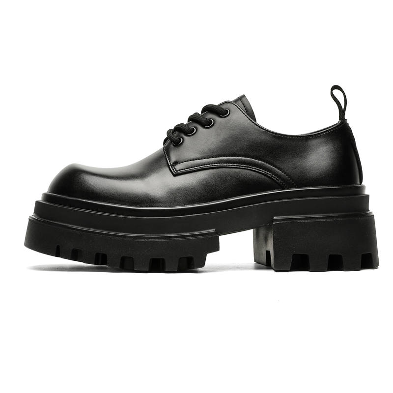 CHILANG Derby Shoes Microfiber Leather Casual Shoes Men's Black