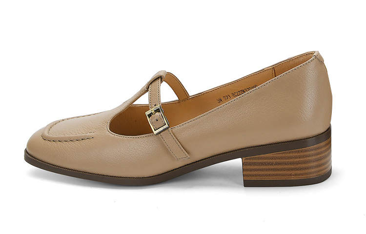 BETSY Sheepskin Chunky Heel Mary Jane Shoes 3.5cm Women's