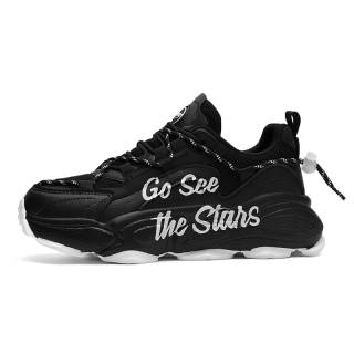 JANECO Microfiber Leather Slip Resistant Abrasion Resistant Slip Resistant Abrasion Resistant Low top Chunky Sneakers