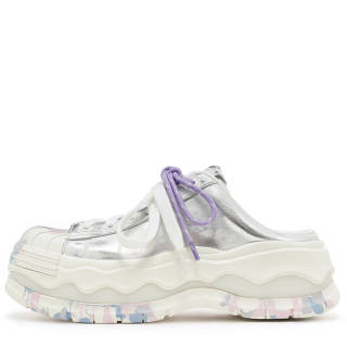VITTORIO VENTURA Cow Leather Low top Casual Skate Shoes Women's Silver
