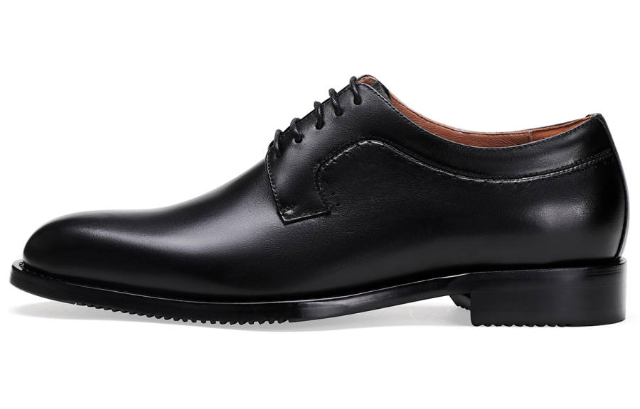 BOSSSUNWEN Top Grain Cow Leather Dress Shoes Men's Black