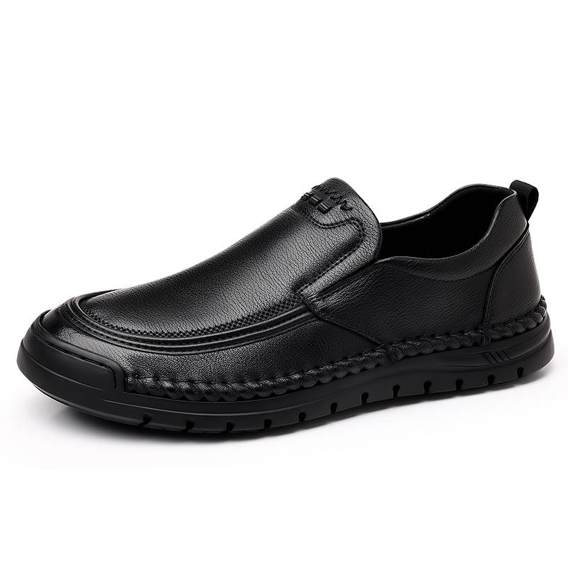 CITONGXIANSHENG Cow Split Leather Casual Shoes Men's Black