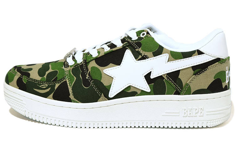 A BATHING APE ABC Camo BAPE STA Low top Stylish Skateboarding Shoes Men's Green Camouflage