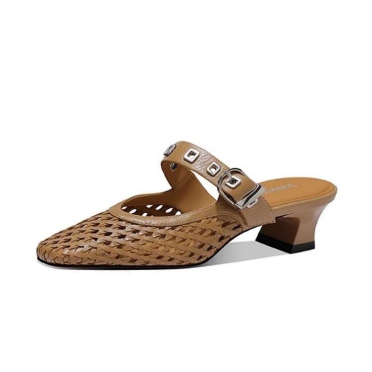 JESSICA SOPHIA Rubber Sole Metal Woven Abrasion Resistant Abrasion Resistant Closed Toe Slippers Women's