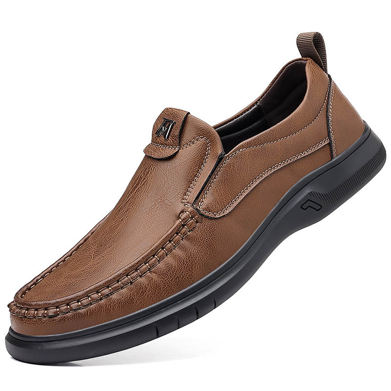 CITONGXIANSHENG Cow Split Leather Casual Shoes Men's Brown