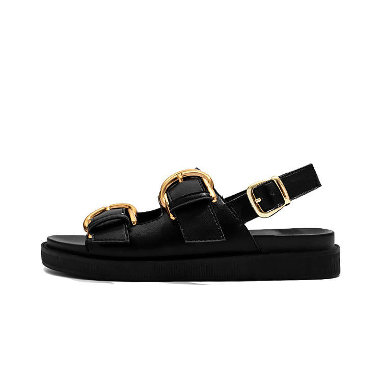 LAOMIAO One Strap Sandals 4cm Women's Black