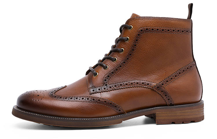 Desai Top Grain Cow Leather Ankle Length Combat Boots Men's Brown