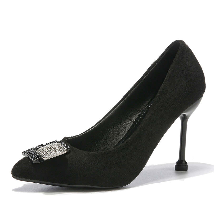 Medd Medd Pu Slim Heel High Heels Women's Black