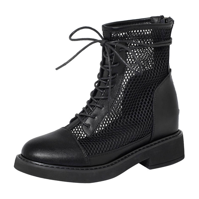 QINGZHUHU Ankle Boots Women's Beige/Black