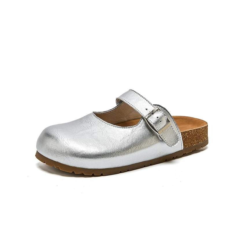 Mr.shang Abrasion Resistant Closed Toe Slippers Women's Silver