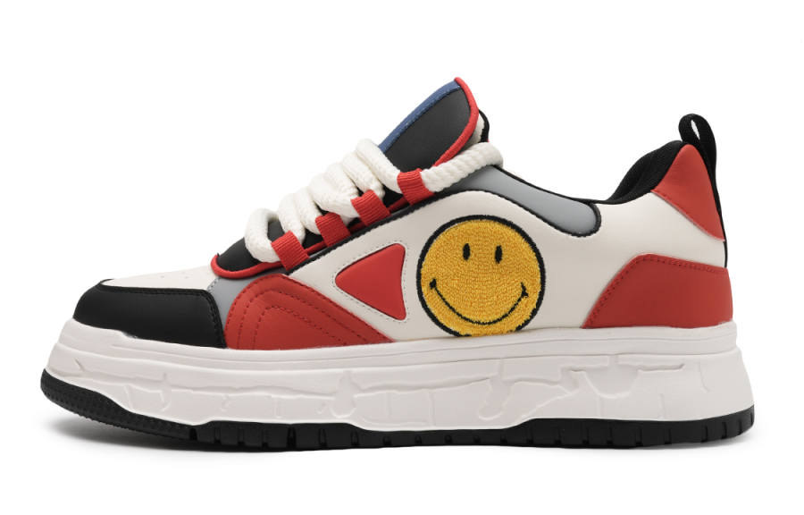 SMILEY French Smiley Face Microfiber Leather Stylish Skateboarding Shoes Men's