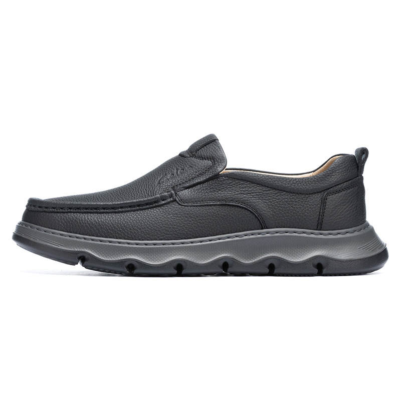 CELE Casual Leather Shoes Men's Low Top Black/Gray
