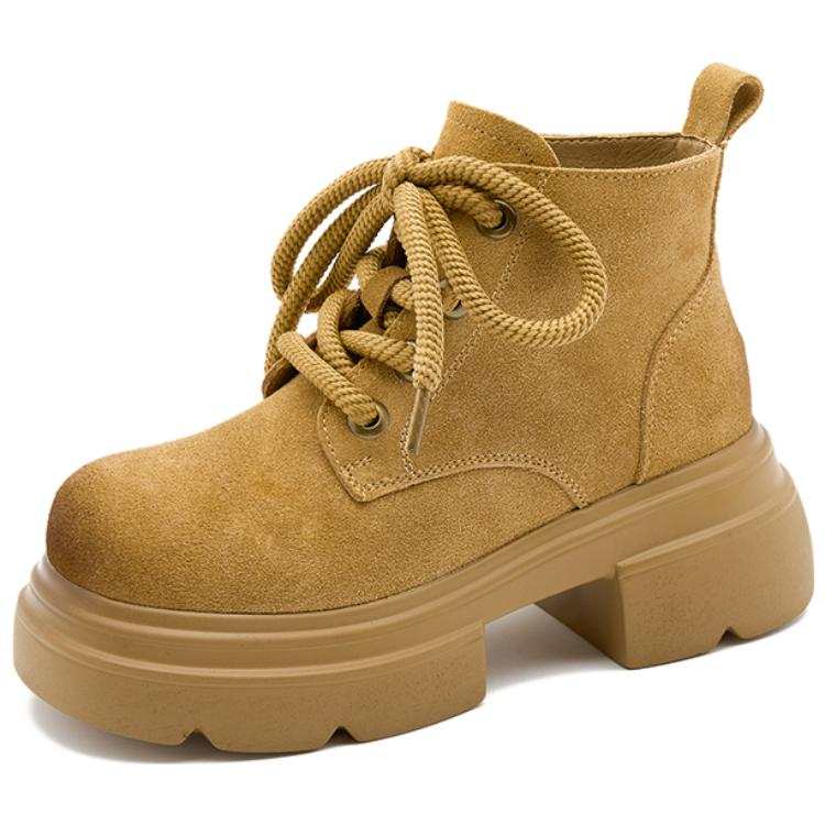 GIGIRYO Cow Suede Short Combat Boots Women's