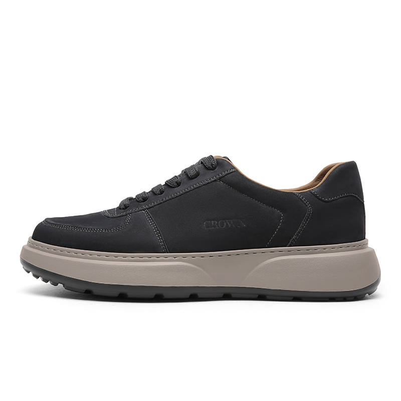 CROWN Cow Leather Slip Resistant Low top Casual Shoes Men's