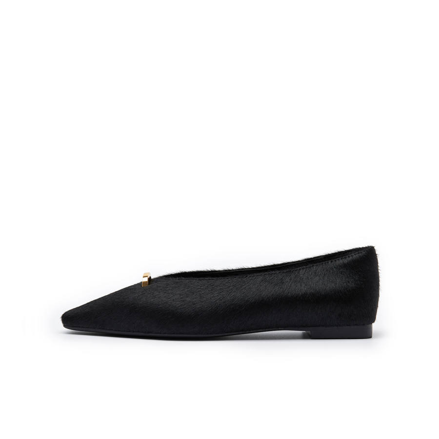 ELLE Cow Hair Square Toe Soft Sole Clogs Light Mouth Single Shoe Women's 2025 Women's Shoes