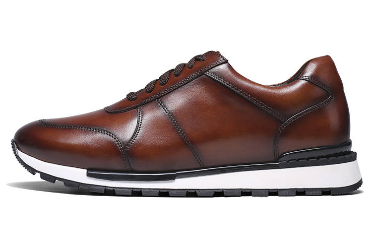 He Jinchang Cow Leather Casual Shoes Men's Coffee Brown