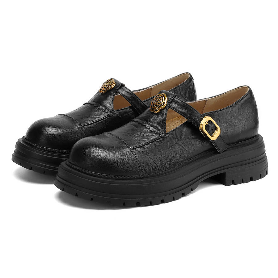 Safiya Top Grain Cow Leather Women's Casual Shoes Women's Black