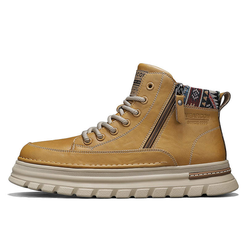 YEARCON Casual Shoes Men's Mid Top Brown Yellow/Agate Black/Gray Green