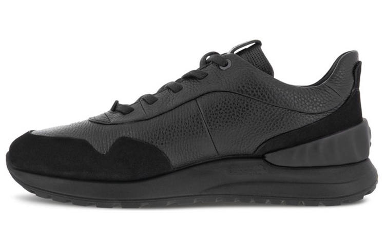 Ecco Ya Yue Leather Breathable Abrasion Resistant Breathable And Wear resistant Low top Casual Shoes Men's Black