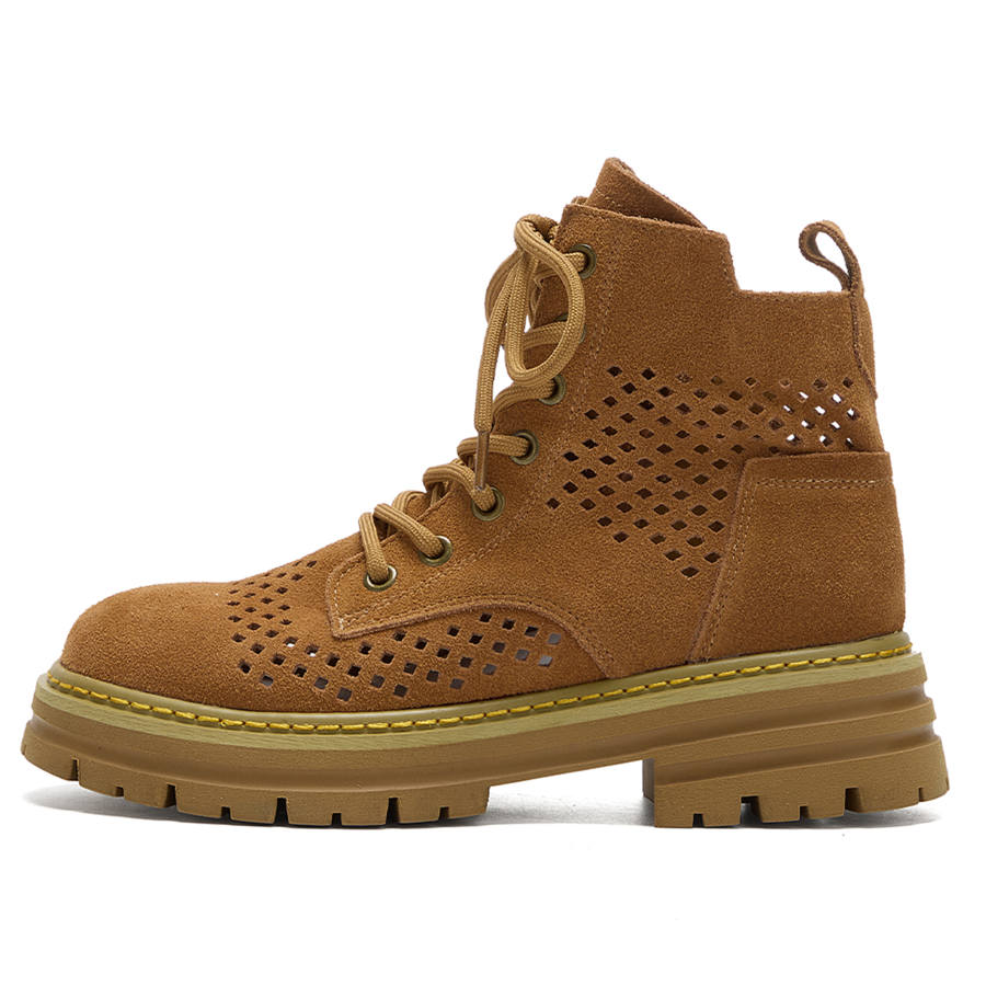 Hotwind Hotwind Cow Split Leather Short Combat Boots Women's