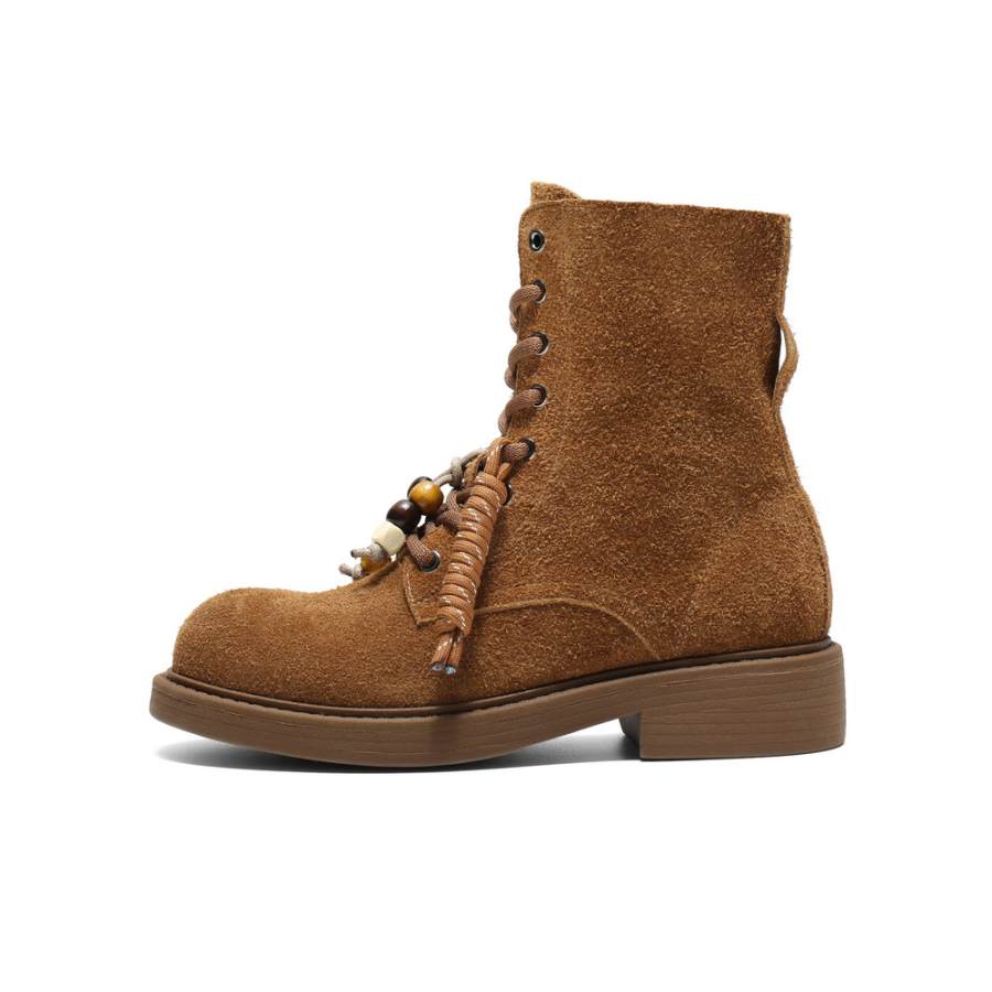 BELLE Top Grain Cow Leather Combat Boots Women's