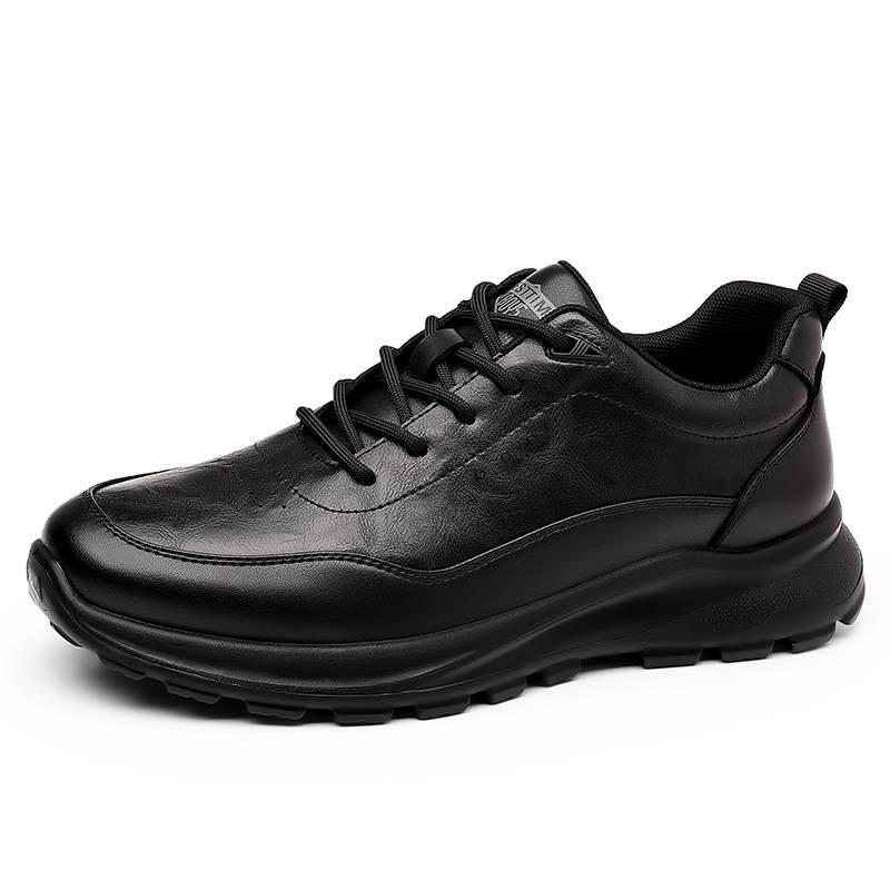 CKVUSAMG Cow Split Leather Low top Casual Shoes Men's Black