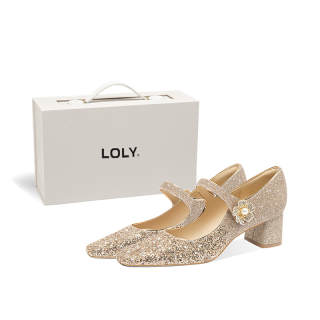 LOLY Mary Jane Shoes Box Women's Gold