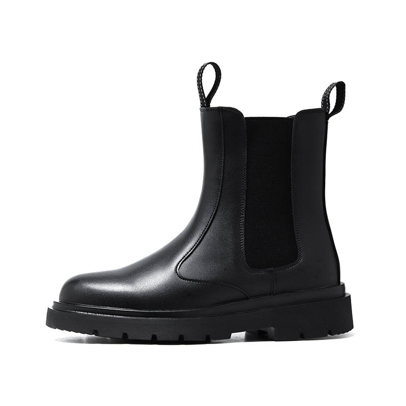 KAQIAODI Microfiber Leather Crew Chelsea Boots Men's Black