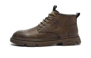 HLA Microfiber Leather Ankle Length Combat Boots Men's