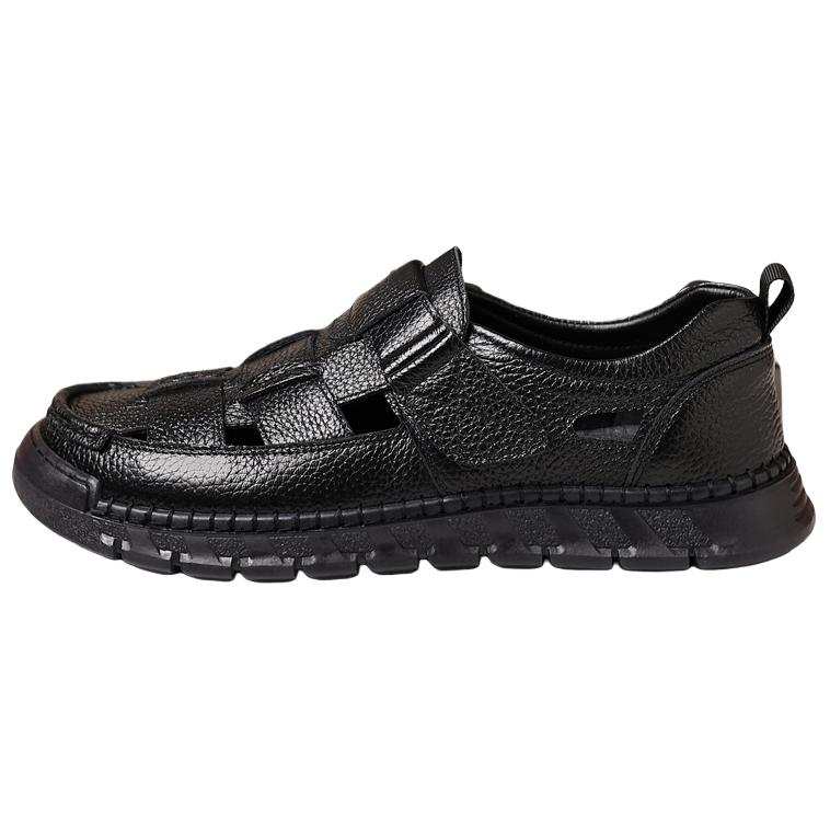 CKVUSAMG Top Grain Cow Leather Casual Shoes Men's Black