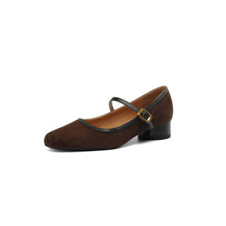 Echo&yolo Sheepskin Chunky Heel Mary Jane Shoes 3cm Women's