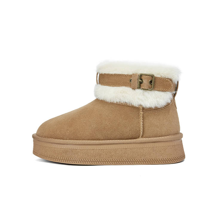 ZGR Cow Split Leather Short Snow Boots Women's