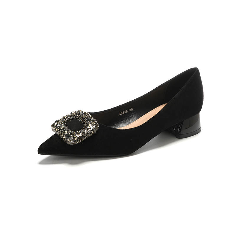 QITUMAUL Suede Chunky Heel High Heels 3cm Women's